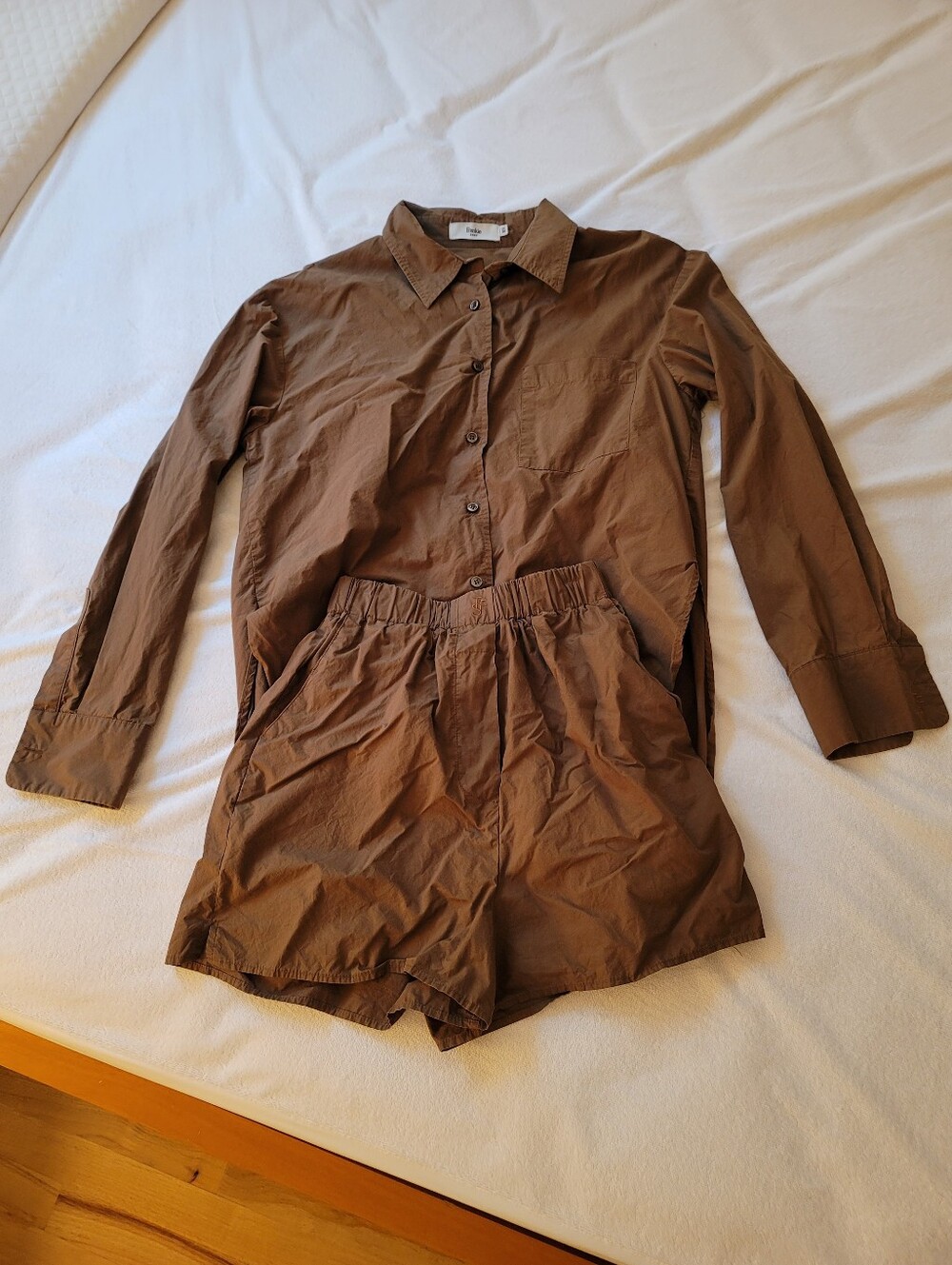 The Frankie Shop Lui Set Shirt & Shorts Brown Size XS Pre-owned
